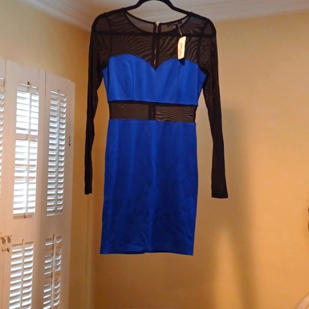 Forever 21 mini dress size M color royal blue/ black mesh